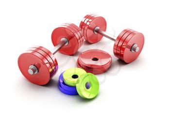 Royalty Free Clipart Image of Sets of Dumbbells