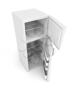 Royalty Free Clipart Image of an Empty White Fridge