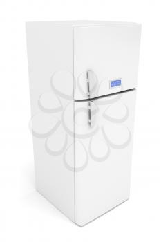 Royalty Free Clipart Image of a Refrigerator with a Freezer