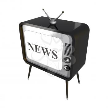 Royalty Free Clipart Image of a Retro Television With the Word News on Its Screen
