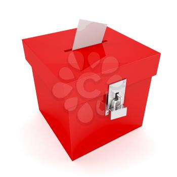 Royalty Free Clipart Image of a Red Ballot Box