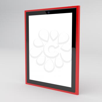 Royalty Free Clipart Image of a Red Tablet with an Empty Screen