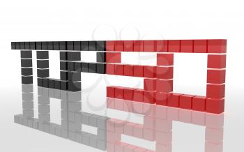 Royalty Free Clipart Image of a Concept of Top 50 Made from Blocks