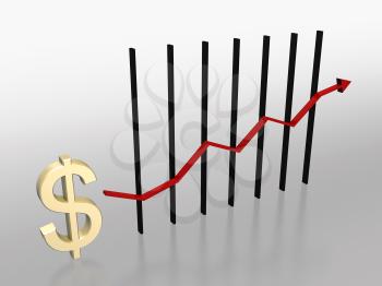 Royalty Free Clipart Image of a Chart With a Dollar Sign