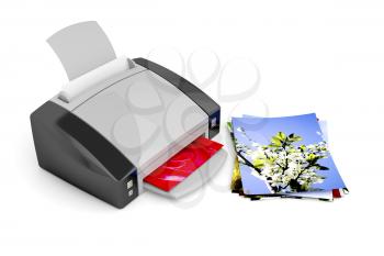 Color photo printer on white background