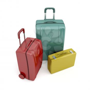 Travel bags and briefcase on white background