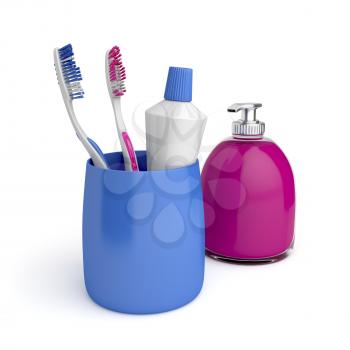 Toothbrushes, toothpaste and liquid soap
