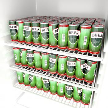 Fridge full with beer cans