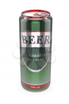 Beer can on white background