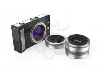 Mirrorless camera with prime and zoom lenses