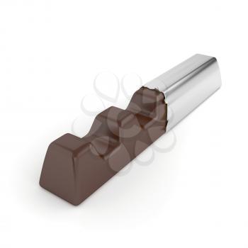 Chocolate bar in silver foil