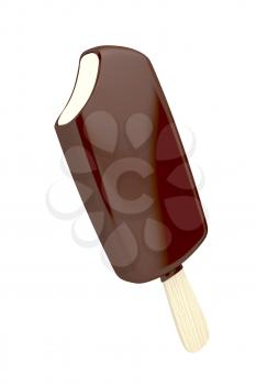 Chocolate ice cream isolated on white background