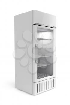 Display fridge on white background
