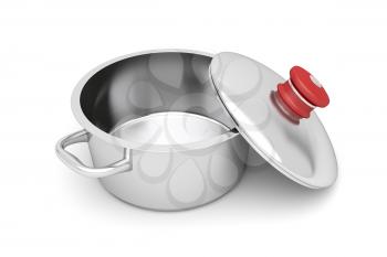 Empty cooking pot on white background