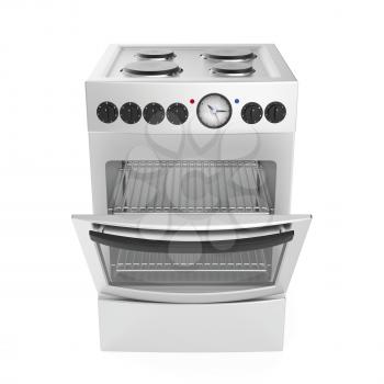 Inox electric cooker on white background