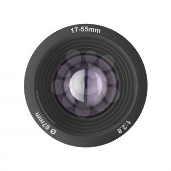 Front view of zoom lens isolated on white background