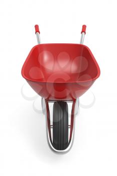 Front view of wheelbarrow, 3d rendered image