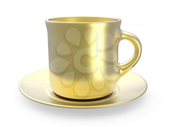 Luxury golden coffee cup on white background