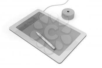 Graphic tablet on white background