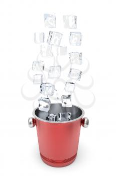 Ice bucket with flying ice cubes