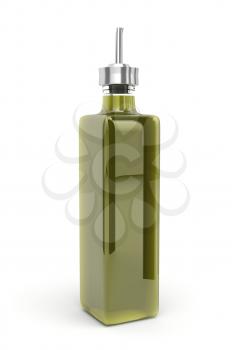 Olive oil bottle on white background