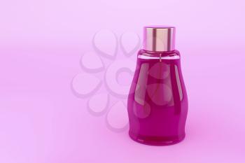 Female perfume on pink background