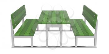 Modern picnic table on white background
