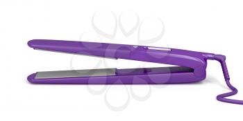 Purple hair straightener, 3d rendered image