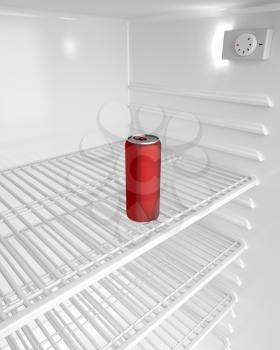 Red aluminum can in the fridge