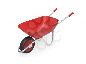 Red wheelbarrow on white background