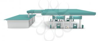 Side view of petrol station, 3d rendered image