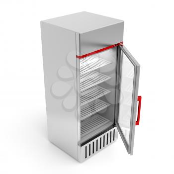 Silver fridge with open door
