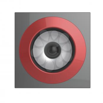 Front view of audio speaker isolated on white background