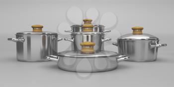 Set of stainless steel pots