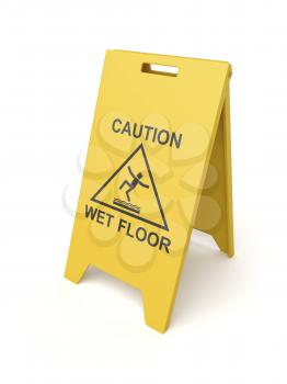 Wet floor sign on white background