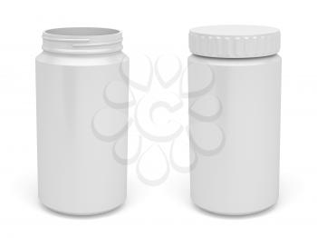 Open and closed white plastic bottles