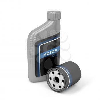 Royalty Free Clipart Image of Motor Oil and a Filter