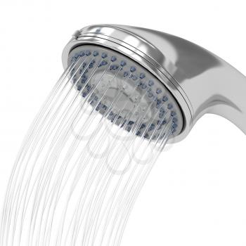 Royalty Free Clipart Image of a Shower Head With Flowing Water