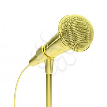 Royalty Free Clipart Image of a Gold Microphone