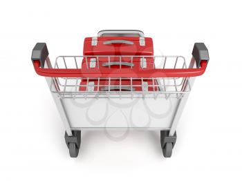 Royalty Free Clipart Image of an Airport Trolley With Luggage