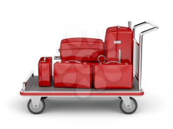 Royalty Free Clipart Image of a Luggage Cart With Suitcases