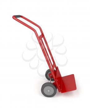 Metal empty hand truck on white background