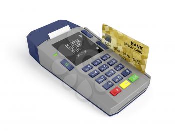 Credit card and card reader, 3d rendered image