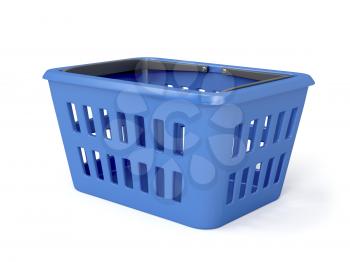 Blue shopping basket on white background