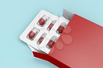 Capsules in blister pack in red box