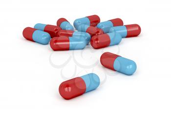 Capsules on white background, 3d rendered image