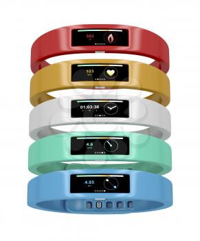 Activity trackers with different interfaces and colors
