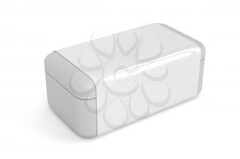 White plastic box on white background