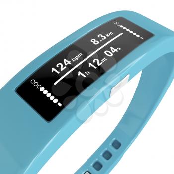 Close-up image of fitness tracker on white background