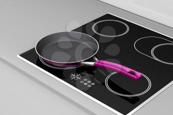 Frying pan at the induction cooktop